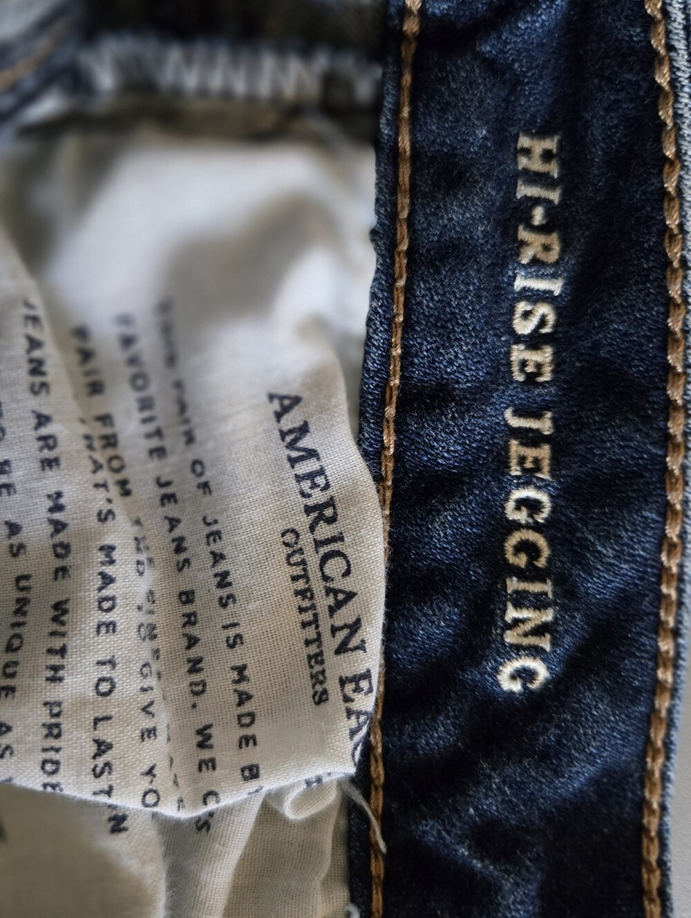 American Eagle Outfitters Dark Blue Ripped Skinny Jeans Jegging High Rise - Picture 4 of 5